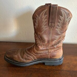 Ariat Work Steel Toe Mens 7 D Boots Cowboy Western Square Toe Brown Leather